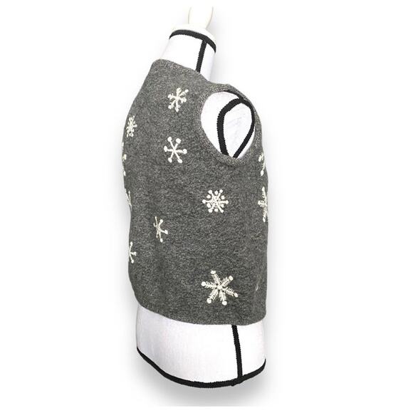 Vntg Cabela's Wool Snowflake Sweater Vest Sz S Grey Sleeveless Zip Up Novelty - Picture 9 of 12